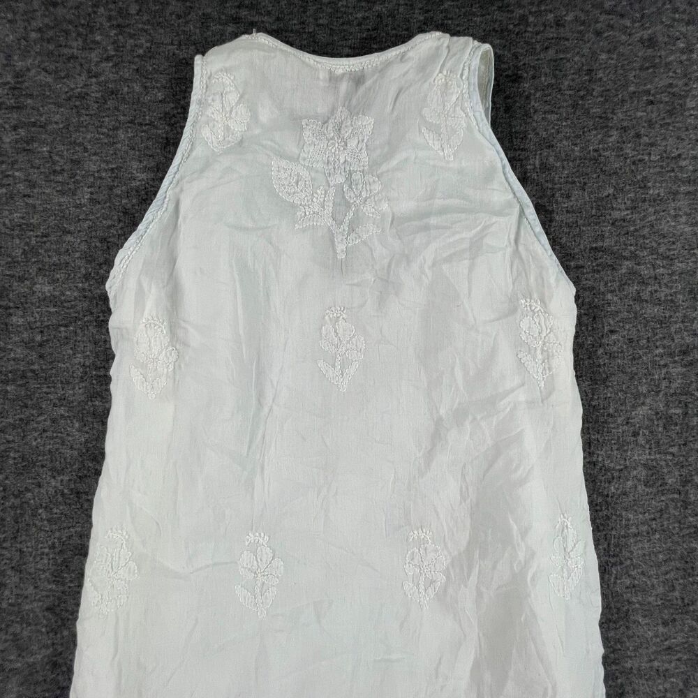 Juliet Dunn London White Embroidered Sleeveless Mini Dress Size 1 S Resort Boho - Picture 12 of 16